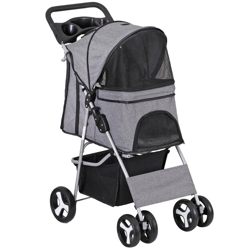 Segawe Foldable Dog Stroller Pet Travel Carriage Detachable Carrier Cart, Black
