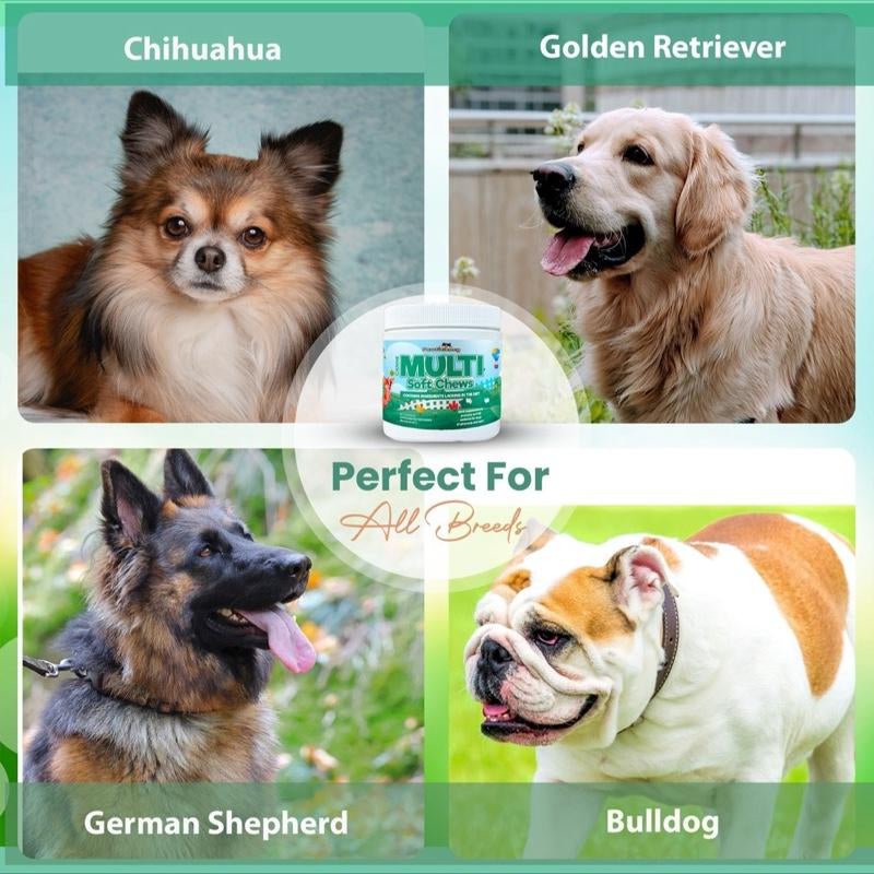 Pawficiency Dog Multi Supplement - 60 Soft Chews - Beef Liver Flavor - Daily Canine Supplement for Joint Health, Skin & Coat, Gut Health - All Dog Breeds & Ages