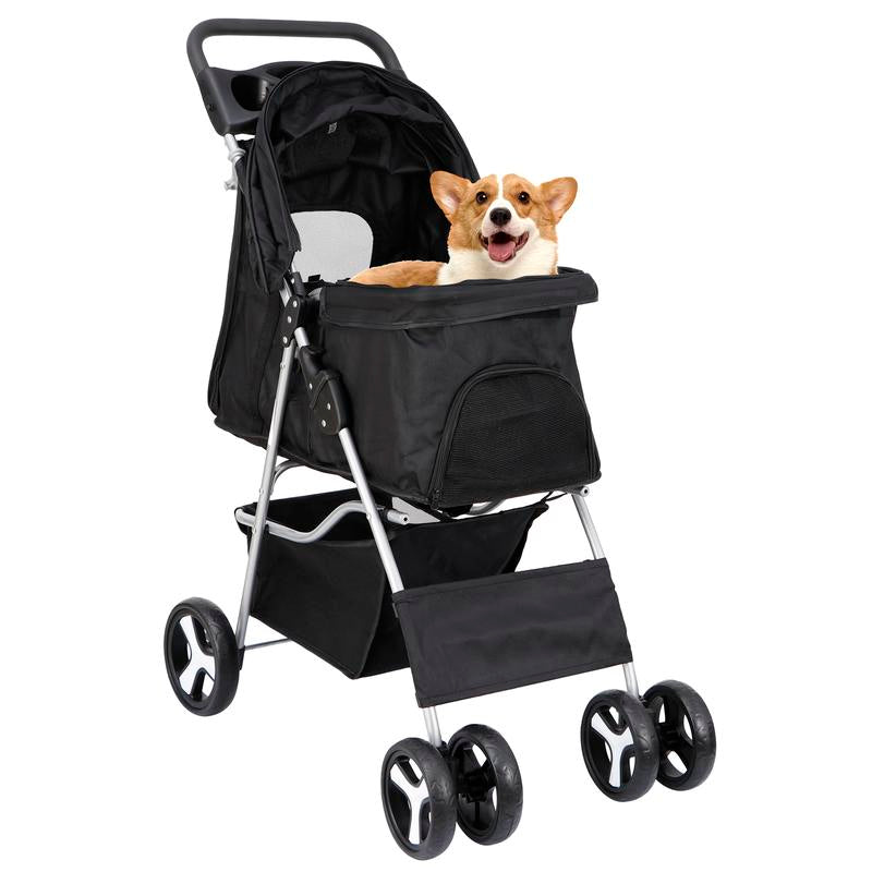 Segawe Foldable Dog Stroller Pet Travel Carriage Detachable Carrier Cart, Black