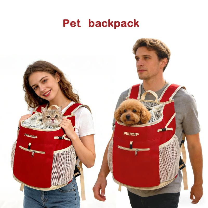 PUUROF Pet Backpack for Small Pets - Front-Carry Design with Crisscross Straps & Side Pockets - Cozy & Spacious Chest Carrier Bag for Shopping & Cycling - Ideal for Teddy, Schnauzer, Bichon Frise