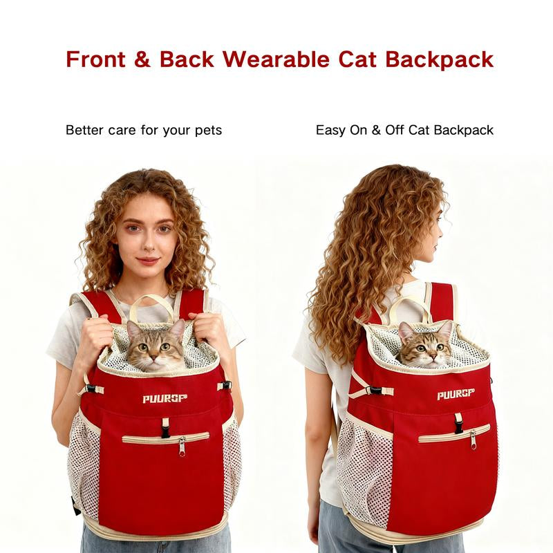 PUUROF Pet Backpack for Small Pets - Front-Carry Design with Crisscross Straps & Side Pockets - Cozy & Spacious Chest Carrier Bag for Shopping & Cycling - Ideal for Teddy, Schnauzer, Bichon Frise