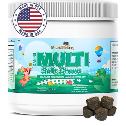 Pawficiency Dog Multi Supplement - 60 Soft Chews - Beef Liver Flavor - Daily Canine Supplement for Joint Health, Skin & Coat, Gut Health - All Dog Breeds & Ages