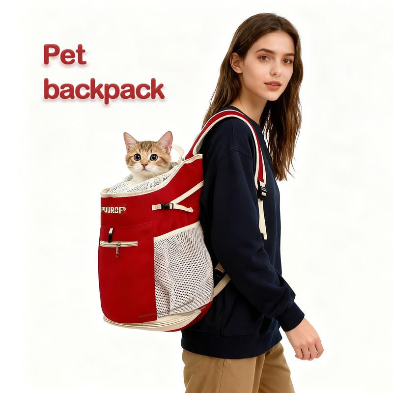 PUUROF Pet Backpack for Small Pets - Front-Carry Design with Crisscross Straps & Side Pockets - Cozy & Spacious Chest Carrier Bag for Shopping & Cycling - Ideal for Teddy, Schnauzer, Bichon Frise