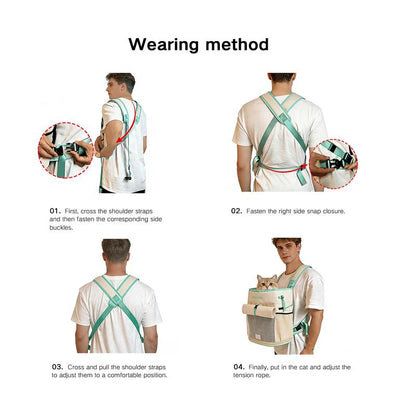 PUUROF Pet Backpack for Small Pets - Front-Carry Design with Crisscross Straps & Side Pockets - Cozy & Spacious Chest Carrier Bag for Shopping & Cycling - Ideal for Teddy, Schnauzer, Bichon Frise