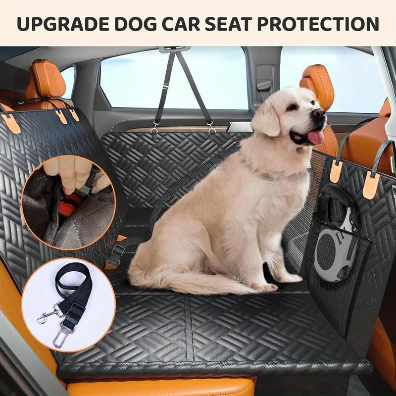 Dog Car Seat Cover, Waterproof Back Seat Extender for Dogs,Heavy Duty Dog Car Seat Cover for Back Seat and Aggressive Chewer， Seat Cover for Back Seat Hard Bottom, Pet Protector with Mesh Window, Scratch-Proof, for Trucks, SUV, Black