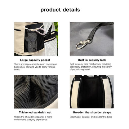 PUUROF Pet Backpack for Small Pets - Front-Carry Design with Crisscross Straps & Side Pockets - Cozy & Spacious Chest Carrier Bag for Shopping & Cycling - Ideal for Teddy, Schnauzer, Bichon Frise