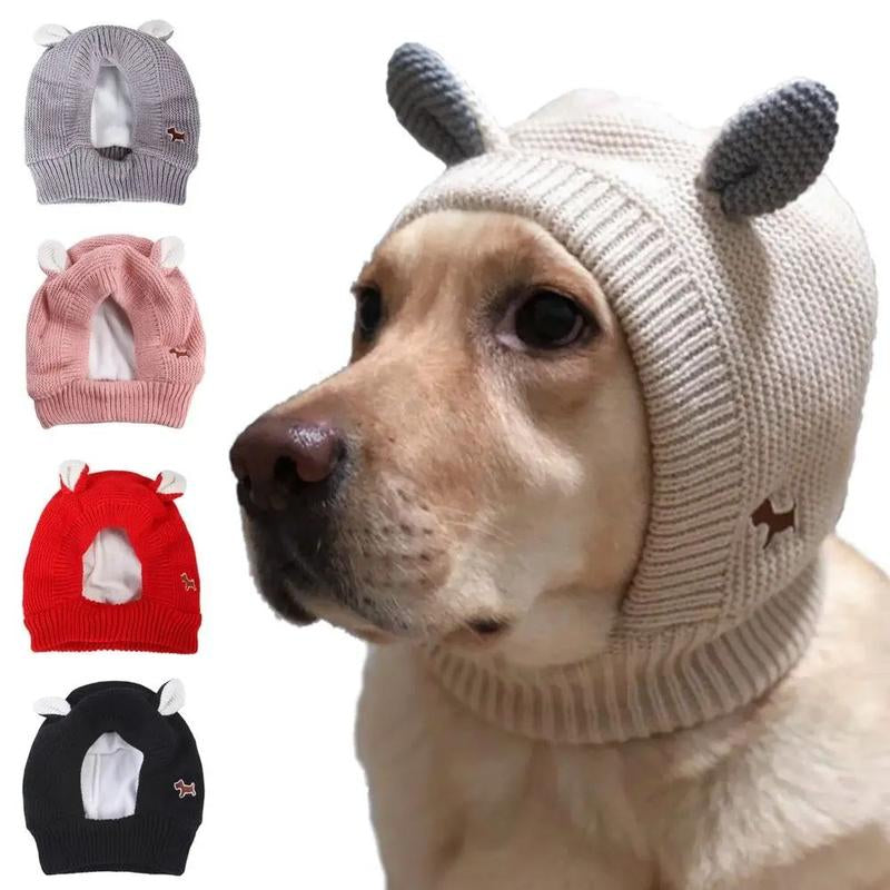 1Pc Dog Silent Ear Muffs, Noise Protection Ear Covers, Large Dogs Knitted Hat Ears, Fabric Material, Pets Supplies
